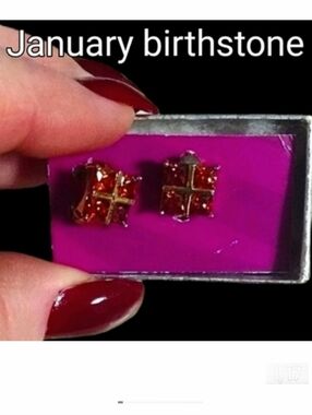 Garnet YGF Gift Package Pierced Huggies Earrings